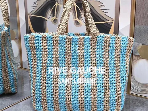 Saint Laurent Rive Gauche Raffia Tote